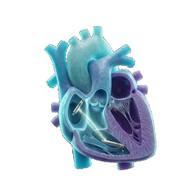 AVEIR™ AR/VR, coração com dispositivos implantados